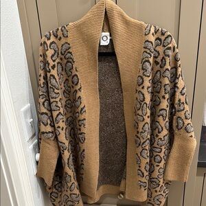 Leopard Print Open Front Cardigan Sweater